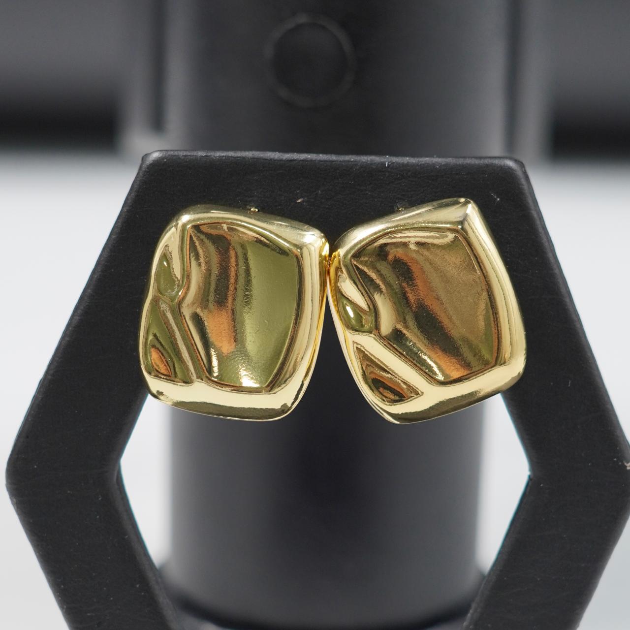 ARETES RODIO CUADRO DORADO